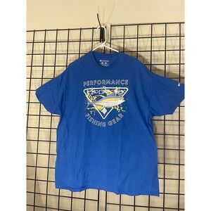 Columbia Performance Fishing‎ Gear T-Shirt Graphic Print Blue XXL